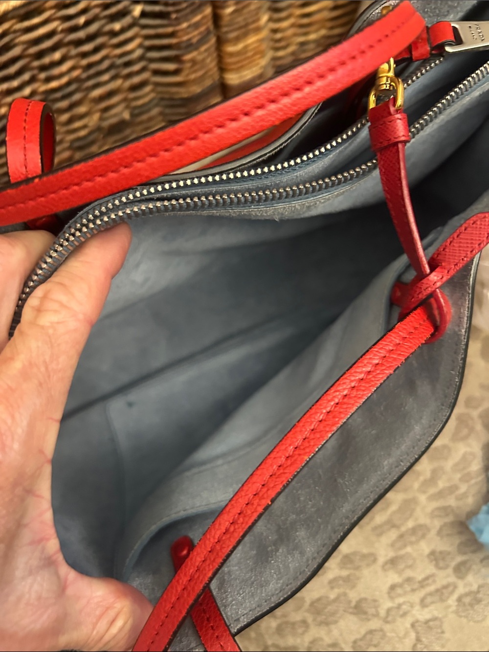 Prada Red Etiquette tote in Glacé calf leather GUC Retails $2200 with COA - Picture 12 of 17